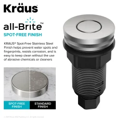 Discount Contemporary Flat Top Button Garbage Disposal Air Switch Kit in Spot-Free Stainless Garbage Disposals & Parts