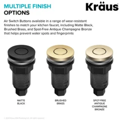 Discount Contemporary Flat Top Button Garbage Disposal Air Switch Kit in Matte Black Garbage Disposals & Parts