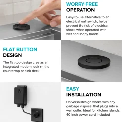 Discount Contemporary Flat Top Button Garbage Disposal Air Switch Kit in Matte Black Garbage Disposals & Parts