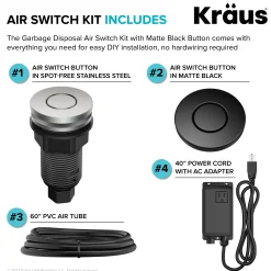 Discount Contemporary Flat Top Button Garbage Disposal Air Switch Kit in Matte Black Garbage Disposals & Parts