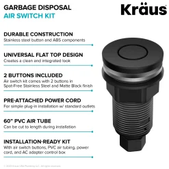 Discount Contemporary Flat Top Button Garbage Disposal Air Switch Kit in Matte Black Garbage Disposals & Parts