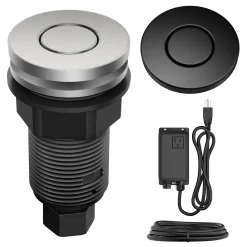 Discount Contemporary Flat Top Button Garbage Disposal Air Switch Kit in Matte Black Garbage Disposals & Parts