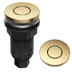 Contemporary Flat Top Garbage Disposal Air Switch Button in Brushed Brass Garbage Disposals & Parts