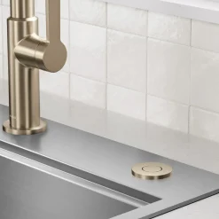 Discount Contemporary Flat Top Garbage Disposal Air Switch Button in Antique Champagne Bronze Garbage Disposals & Parts