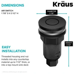 Outlet Contemporary Flat Top Garbage Disposal Air Switch Button Matte Black Garbage Disposals & Parts