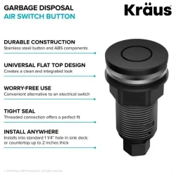 Outlet Contemporary Flat Top Garbage Disposal Air Switch Button Matte Black Garbage Disposals & Parts
