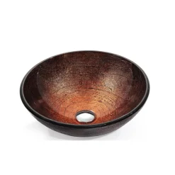 Sale Copper Illusion Glass Vessel Bathroom Sink with PU-MR Above Counter / Vessel Sinks