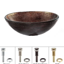 Sale Copper Illusion Glass Vessel Bathroom Sink with PU-MR Above Counter / Vessel Sinks
