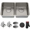Clearance Dex 33" Undermount 50/50 Double Bowl 16 Gauge Stainless Steel Kitchen Sink with VersiDrain Stainless Steel Sinks|Double Bowl Sinks