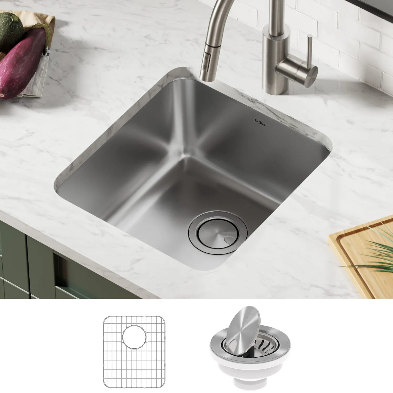 Discount Dex 17" Undermount 16 Gauge Stainless Steel Kitchen Sink Stainless Steel Sinks|Single Bowl Sinks