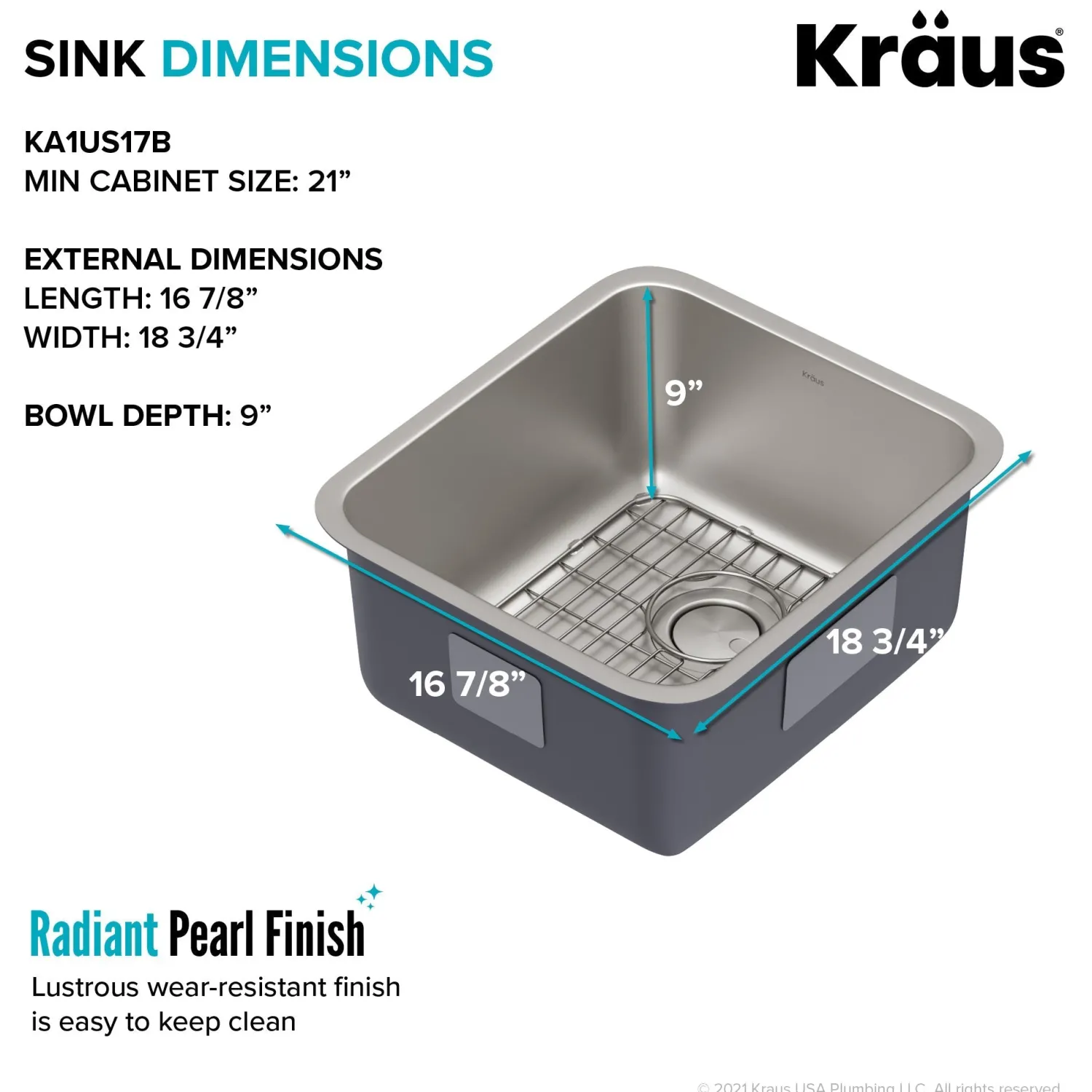 Discount Dex 17" Undermount 16 Gauge Stainless Steel Kitchen Sink Stainless Steel Sinks|Single Bowl Sinks