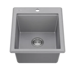 18” Drop-In Granite Composite Workstation Kitchen Bar Sink in Metallic Grey Bar / Prep Sinks|Workstation Sinks