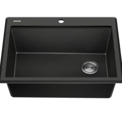 Best 28” Drop-In Granite Composite Workstation Kitchen Sink in Metallic Black Drop-In / Top Mount Sinks|Single Bowl Sinks