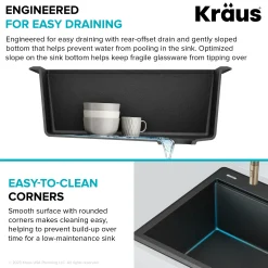 Best 28” Drop-In Granite Composite Workstation Kitchen Sink in Metallic Black Drop-In / Top Mount Sinks|Single Bowl Sinks