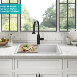 Discount 28” Drop-In Granite Composite Workstation Kitchen Sink in White Drop-In / Top Mount Sinks|Single Bowl Sinks