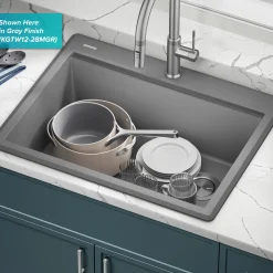Discount 28” Drop-In Granite Composite Workstation Kitchen Sink in White Drop-In / Top Mount Sinks|Single Bowl Sinks