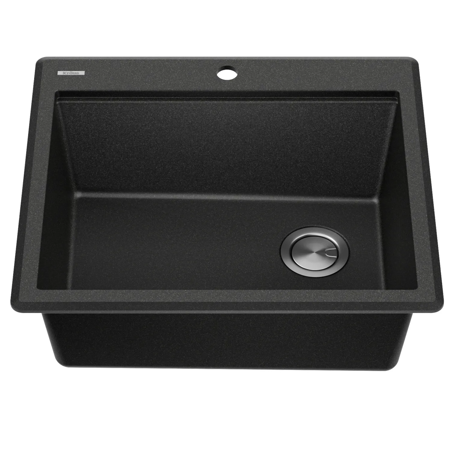 Discount 25” Drop-In Granite Composite Workstation Kitchen Sink in Metallic Black Drop-In / Top Mount Sinks|Single Bowl Sinks