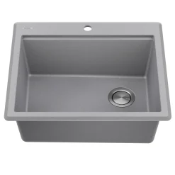 25” Drop-In Granite Composite Workstation Kitchen Sink in Metallic Grey Drop-In / Top Mount Sinks|Single Bowl Sinks