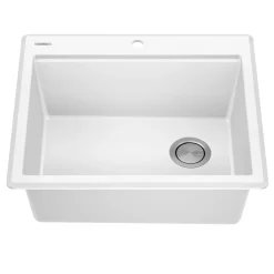 Best 25” Drop-In Granite Composite Workstation Kitchen Sink in White Drop-In / Top Mount Sinks|Single Bowl Sinks