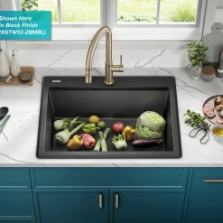 28” Drop-In Granite Composite Workstation Kitchen Sink in Metallic Brown Drop-In / Top Mount Sinks|Single Bowl Sinks