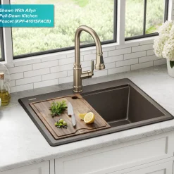 28” Drop-In Granite Composite Workstation Kitchen Sink in Metallic Brown Drop-In / Top Mount Sinks|Single Bowl Sinks
