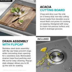 New 28” Drop-In Granite Composite Workstation Kitchen Sink in Metallic Grey Drop-In / Top Mount Sinks|Single Bowl Sinks