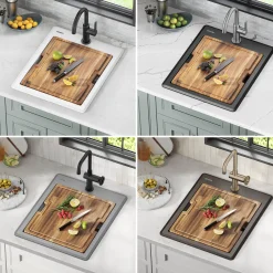 Online 18” Drop-In Granite Composite Workstation Kitchen Bar Sink in Metallic Black Bar / Prep Sinks|Workstation Sinks