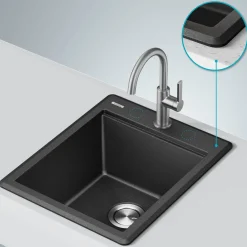 Online 18” Drop-In Granite Composite Workstation Kitchen Bar Sink in Metallic Black Bar / Prep Sinks|Workstation Sinks