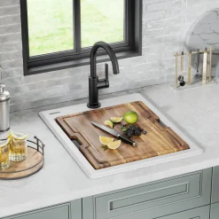 Sale 18” Drop-In Granite Composite Workstation Kitchen Bar Sink in White Bar / Prep Sinks|Workstation Sinks