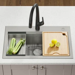 32" Drop in Workstation Kitchen Sink Drop-In / Top Mount Sinks|Sinks For Tight Spaces