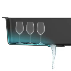 New 24" Dual Mount Single Bowl Granite Kitchen Sink with Topmount and Undermount Installation in Black Onyx Drop-In / Top Mount Sinks|Single Bowl Sinks