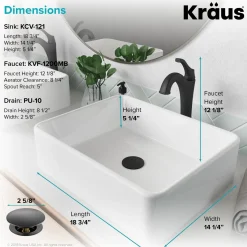 Clearance Elavo 19-Inch Modern Rectangular White Porcelain Ceramic Bathroom Vessel Sink and Arlo Faucet Combo Set with Pop-Up Drain Sink And Faucet Combos|Above Counter / Vessel Sinks