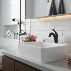 Clearance Elavo 19-Inch Modern Rectangular White Porcelain Ceramic Bathroom Vessel Sink and Arlo Faucet Combo Set with Pop-Up Drain Sink And Faucet Combos|Above Counter / Vessel Sinks