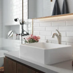 Clearance Elavo 19-Inch Modern Rectangular White Porcelain Ceramic Bathroom Vessel Sink and Arlo Faucet Combo Set with Pop-Up Drain Sink And Faucet Combos|Above Counter / Vessel Sinks