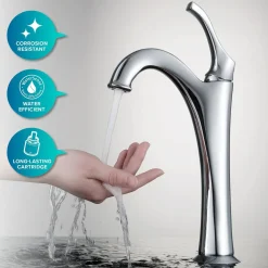 Sale Elavo 14-Inch Round White Porcelain Ceramic Bathroom Vessel Sink and Arlo Faucet Combo Set with Pop-Up Drain Sink And Faucet Combos|Above Counter / Vessel Sinks