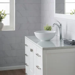 Sale Elavo 14-Inch Round White Porcelain Ceramic Bathroom Vessel Sink and Arlo Faucet Combo Set with Pop-Up Drain Sink And Faucet Combos|Above Counter / Vessel Sinks