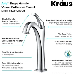 Sale Elavo 14-Inch Round White Porcelain Ceramic Bathroom Vessel Sink and Arlo Faucet Combo Set with Pop-Up Drain Sink And Faucet Combos|Above Counter / Vessel Sinks