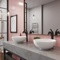 Sale Elavo 14-Inch Round White Porcelain Ceramic Bathroom Vessel Sink and Arlo Faucet Combo Set with Pop-Up Drain Sink And Faucet Combos|Above Counter / Vessel Sinks