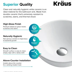 Sale Elavo 14-Inch Round White Porcelain Ceramic Bathroom Vessel Sink and Arlo Faucet Combo Set with Pop-Up Drain Sink And Faucet Combos|Above Counter / Vessel Sinks