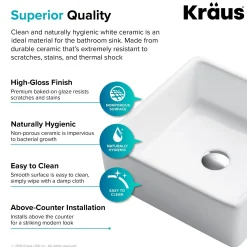 Hot Elavo 15-Inch Square White Porcelain Ceramic Bathroom Vessel Sink and Arlo Faucet Combo Set with Pop-Up Drain Sink And Faucet Combos|Above Counter / Vessel Sinks