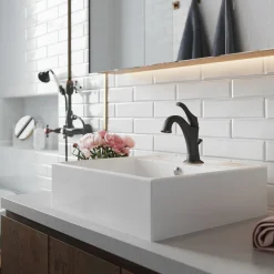 Outlet Elavo 18 1/2-Inch Square White Porcelain Ceramic Bathroom Vessel Sink with Overflow and Arlo Faucet Combo Set with Lift Rod Drain Sink And Faucet Combos|Above Counter / Vessel Sinks