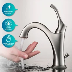 Outlet Elavo 18 1/2-Inch Square White Porcelain Ceramic Bathroom Vessel Sink with Overflow and Arlo Faucet Combo Set with Lift Rod Drain Sink And Faucet Combos|Above Counter / Vessel Sinks