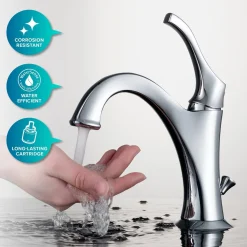 Outlet Elavo 18 1/2-Inch Square White Porcelain Ceramic Bathroom Vessel Sink with Overflow and Arlo Faucet Combo Set with Lift Rod Drain Sink And Faucet Combos|Above Counter / Vessel Sinks