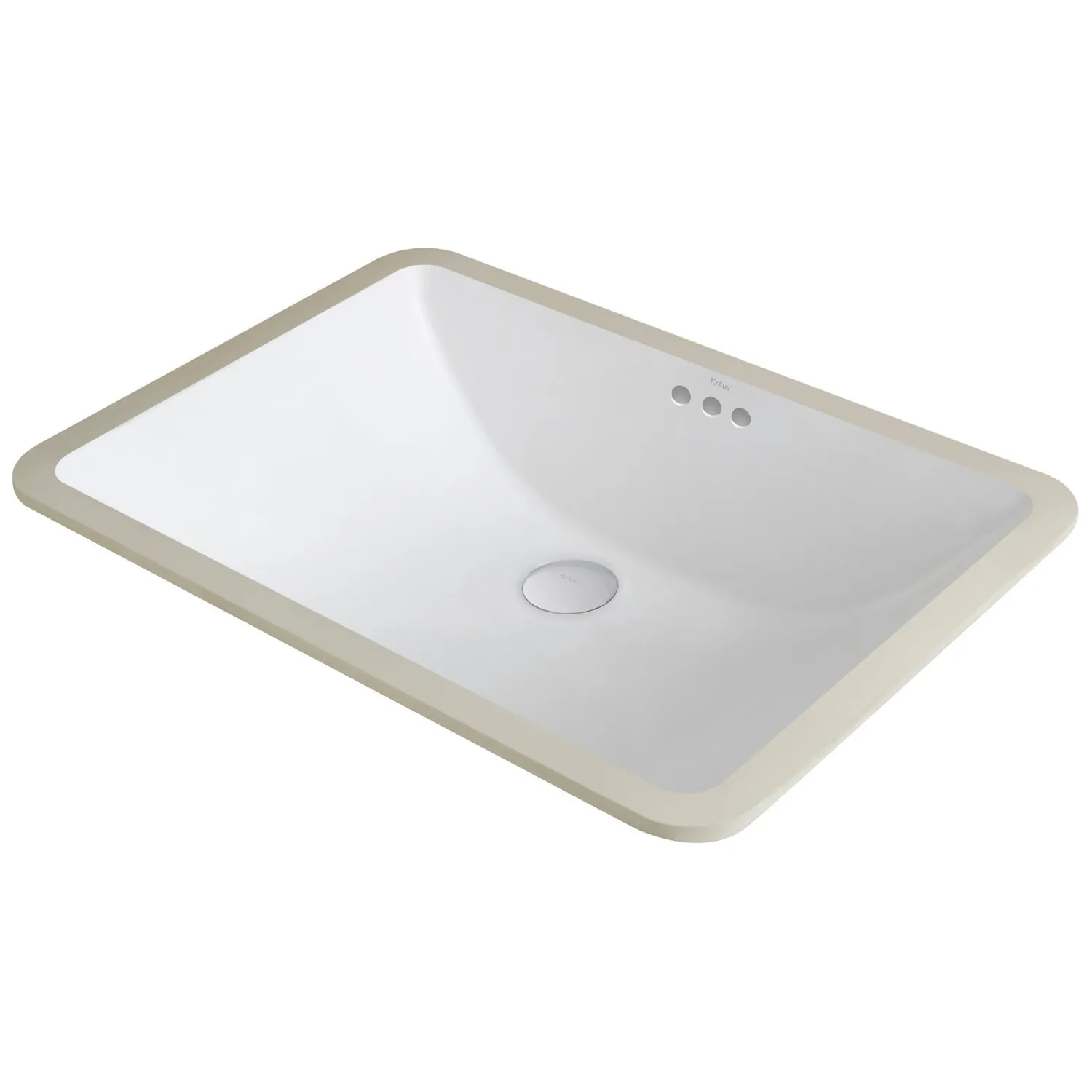 Sale Elavo Large Rectangular Ceramic Undermount Bathroom Sink in White with Overflow Undermount