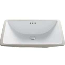 Sale Elavo Large Rectangular Ceramic Undermount Bathroom Sink in White with Overflow Undermount