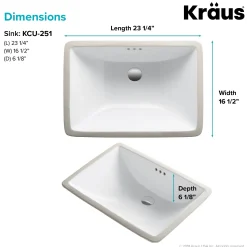 Sale Elavo Large Rectangular Ceramic Undermount Bathroom Sink in White with Overflow Undermount