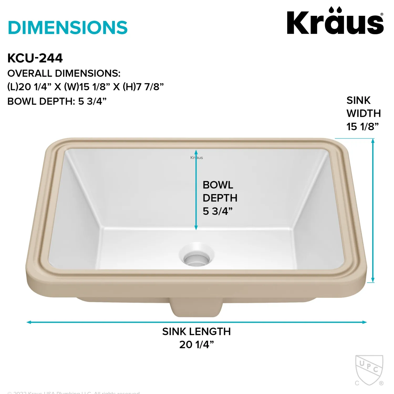 Clearance Elavo 20-1/4" Rectangular Porcelain Undermount Bathroom Sink in White Undermount
