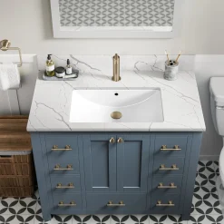 Discount Elavo 23" Rectangular Porcelain Undermount Bathroom Sink in White Undermount