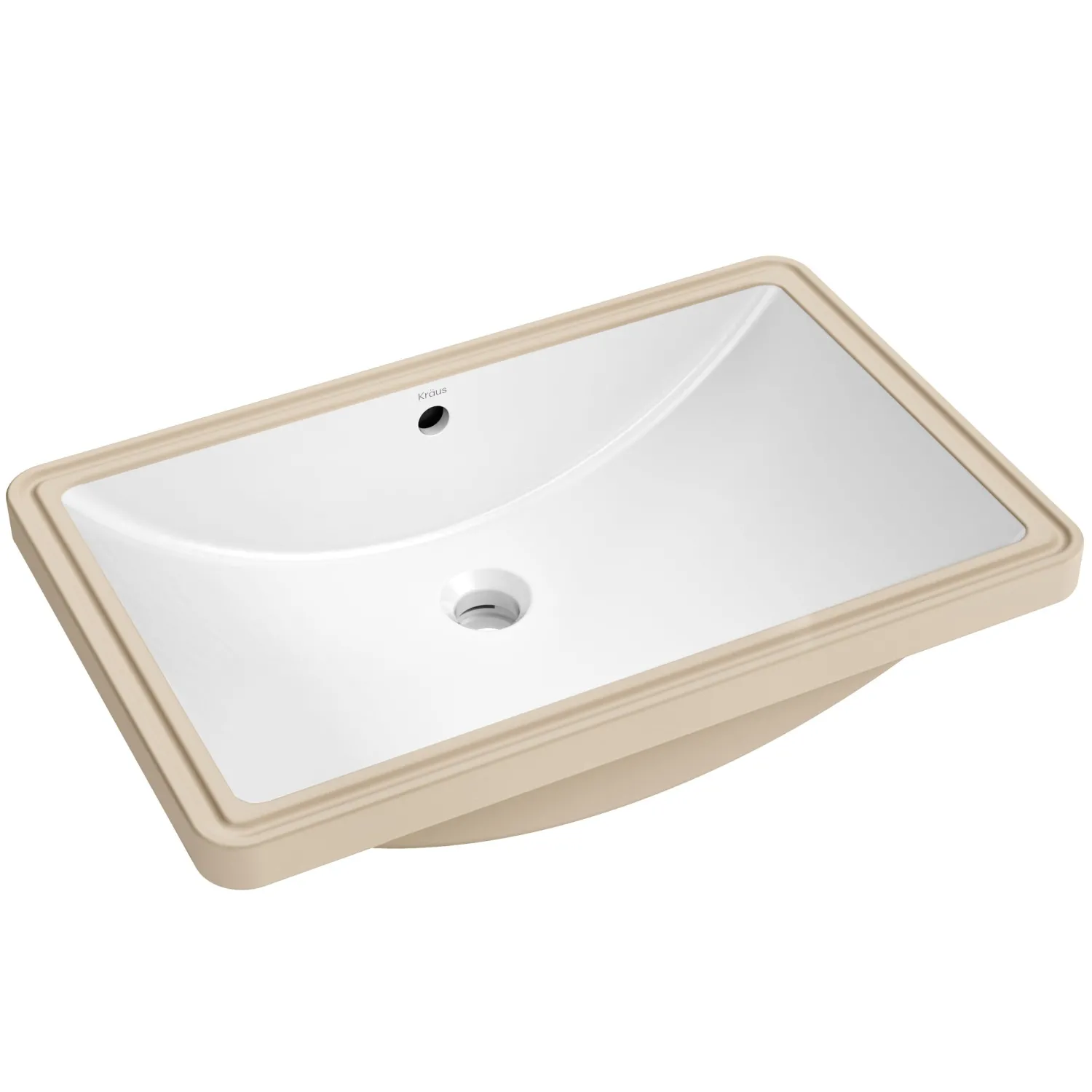Discount Elavo 23" Rectangular Porcelain Undermount Bathroom Sink in White Undermount