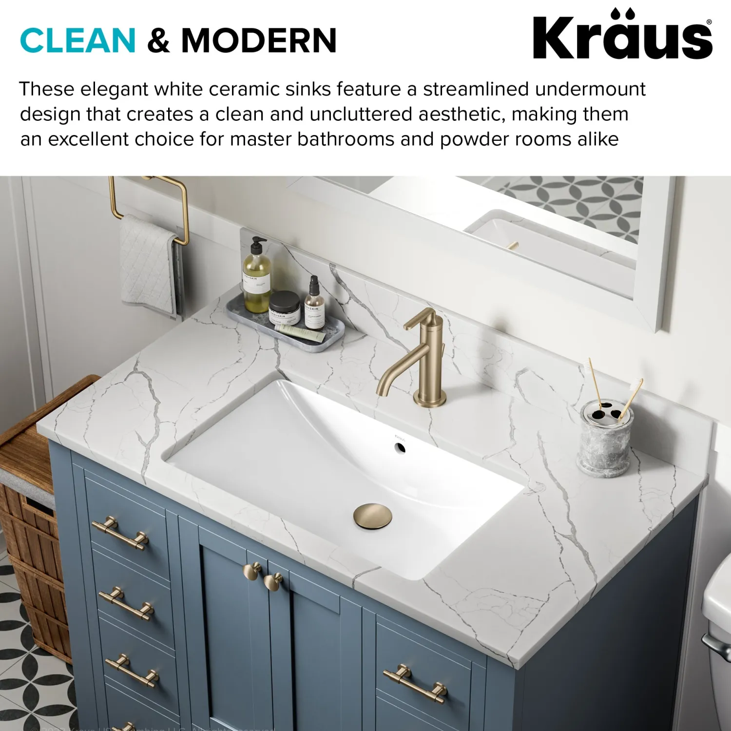 Discount Elavo 23" Rectangular Porcelain Undermount Bathroom Sink in White Undermount